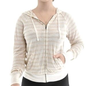 NORDSTROM Striped Linen Soft Hooded Pullover Hoodie